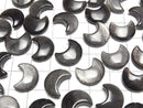 [Video] Silver Obsidian Moon Motif 15x12mm [Half Drilled Hole] 4pcs
