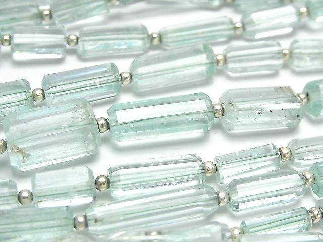 [Video] High Quality Green Beryl (Mint Beryl) Faceted Tube half or 1strand beads (approx. 30 pcs)