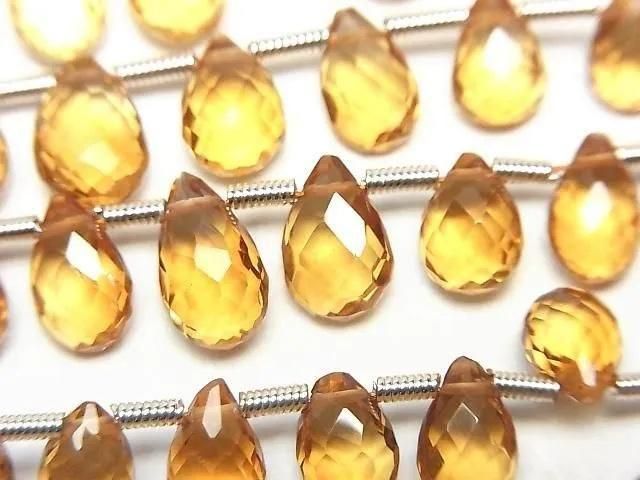 [Video]High Quality Citrine AAA Pear shape Faceted Briolette half or 1strand beads (aprx.7inch/18cm)