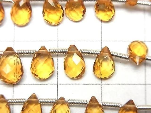 [Video]High Quality Citrine AAA Pear shape Faceted Briolette half or 1strand beads (aprx.7inch/18cm)