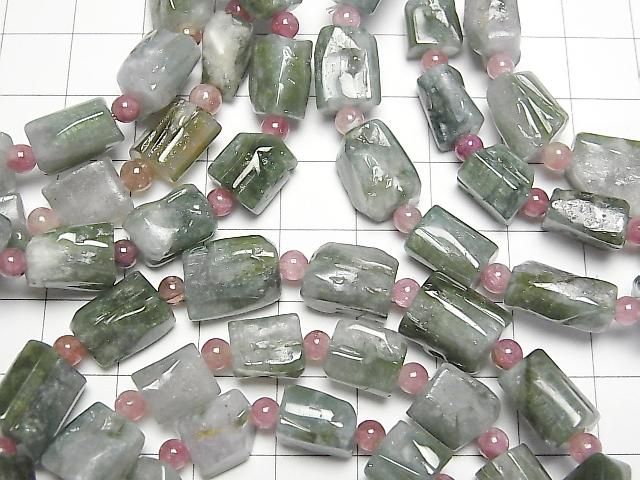 [Video] Tourmaline AA Nugget & Round 4mm Bracelet