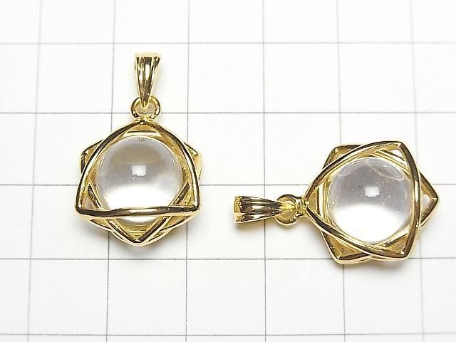 [Video] Indian Himalayan Crystal 11mm Sphere Star Pendant 18KGP 1pc