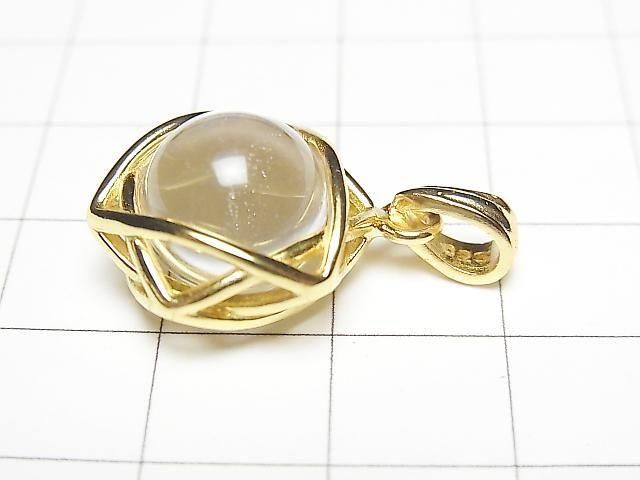 [Video] Indian Himalayan Crystal 11mm Sphere Star Pendant 18KGP 1pc