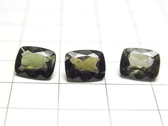 [Video] High Quality Moldavite AAA- Loose Stone Rectangle Faceted 9x7mm 1pc
