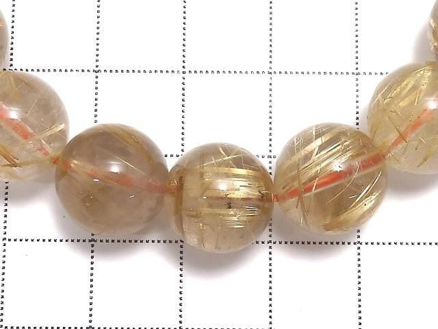 [Video][One of a kind] Rutilated Quartz AAA Round 12mm Bracelet NO.122