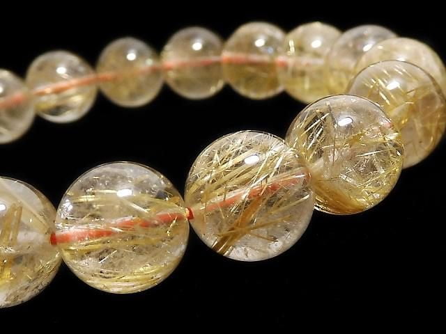 [Video][One of a kind] Rutilated Quartz AAA Round 12mm Bracelet NO.123