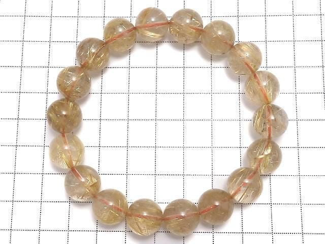 [Video][One of a kind] Rutilated Quartz AAA Round 12mm Bracelet NO.123