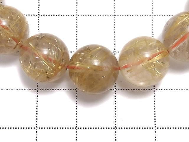 [Video][One of a kind] Rutilated Quartz AAA Round 12mm Bracelet NO.123