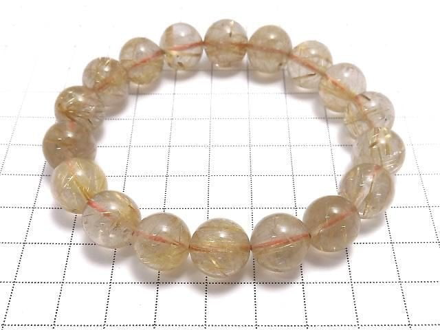 [Video][One of a kind] Rutilated Quartz AAA Round 12mm Bracelet NO.123