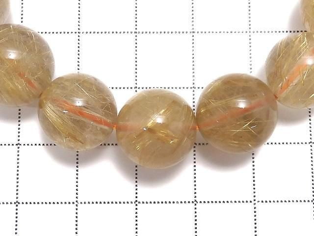 [Video][One of a kind] Rutilated Quartz AAA Round 13mm Bracelet NO.124