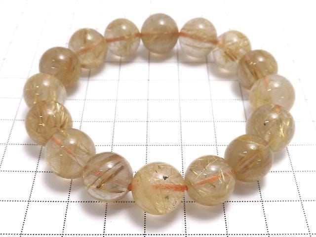 [Video][One of a kind] Rutilated Quartz AAA Round 13mm Bracelet NO.124