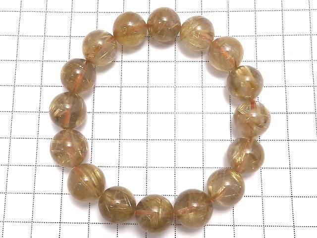 [Video][One of a kind] Rutilated Quartz AAA Round 13mm Bracelet NO.125