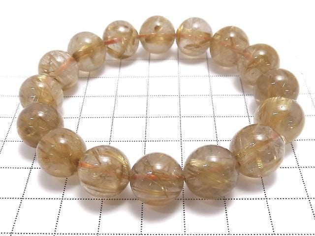 [Video][One of a kind] Rutilated Quartz AAA Round 13mm Bracelet NO.125