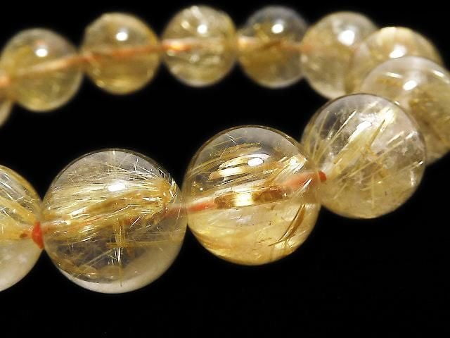 [Video][One of a kind] Rutilated Quartz AAA Round 13mm Bracelet NO.126