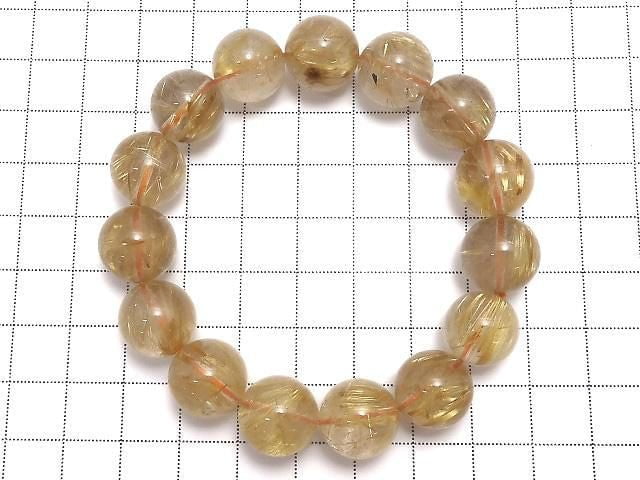 [Video][One of a kind] Rutilated Quartz AAA Round 13mm Bracelet NO.126