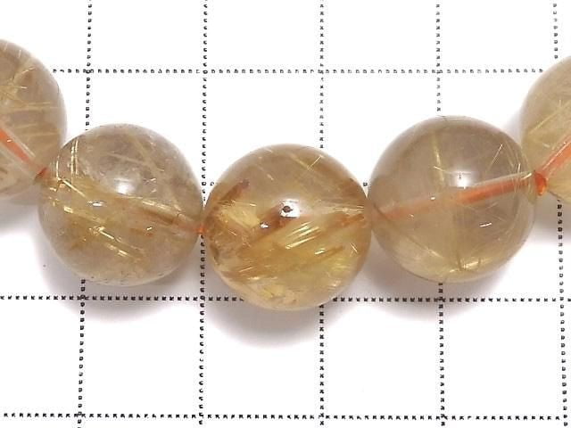 [Video][One of a kind] Rutilated Quartz AAA Round 13mm Bracelet NO.126