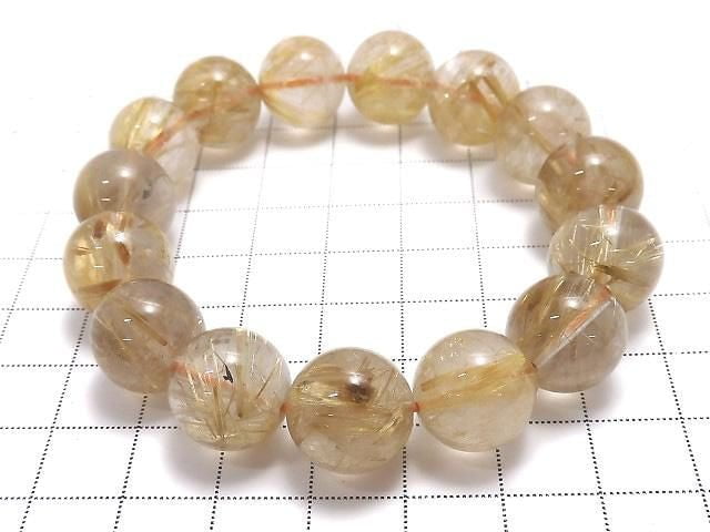 [Video][One of a kind] Rutilated Quartz AAA Round 13mm Bracelet NO.126