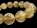 [Video][One of a kind] Rutilated Quartz AAA Round 14mm Bracelet NO.127