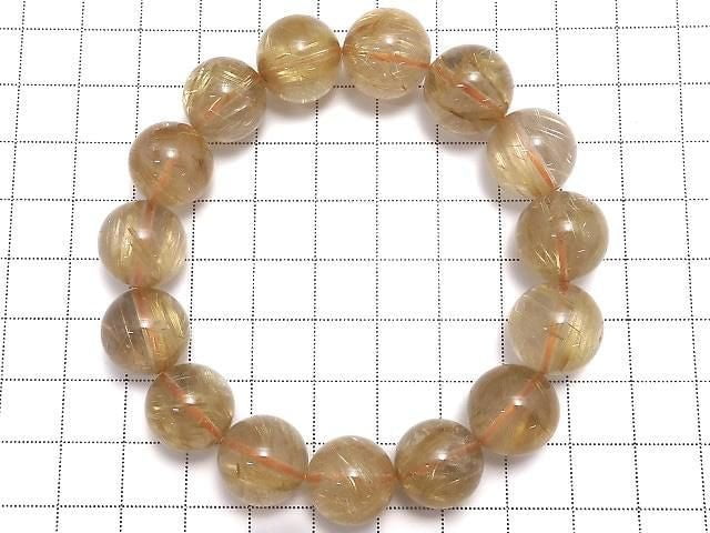 [Video][One of a kind] Rutilated Quartz AAA Round 14mm Bracelet NO.127