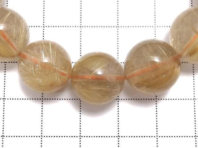 [Video][One of a kind] Rutilated Quartz AAA Round 14mm Bracelet NO.127
