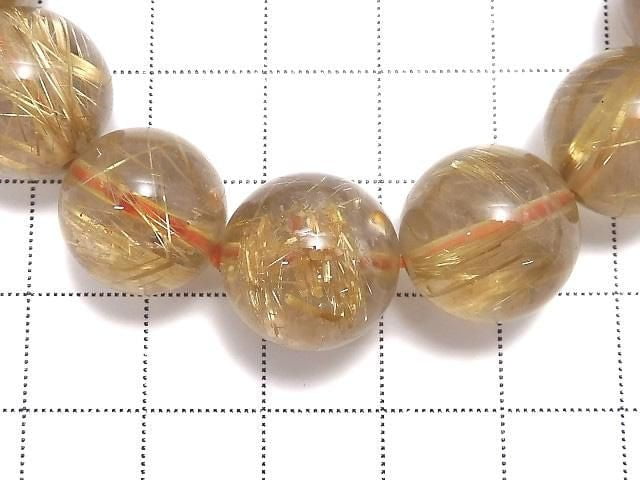[Video][One of a kind] Rutilated Quartz AAA Round 14mm Bracelet NO.128