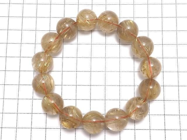 [Video][One of a kind] Rutilated Quartz AAA Round 15mm Bracelet NO.130