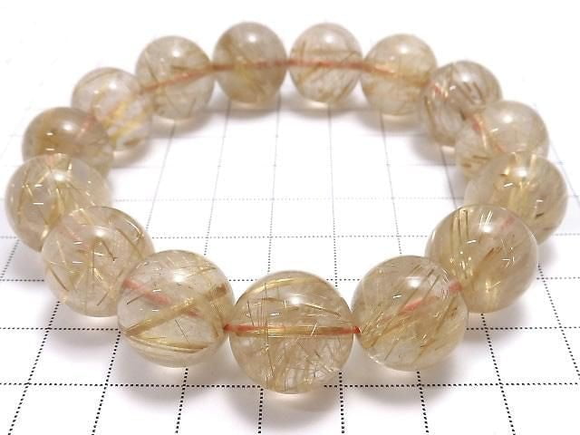 [Video][One of a kind] Rutilated Quartz AAA Round 15mm Bracelet NO.130