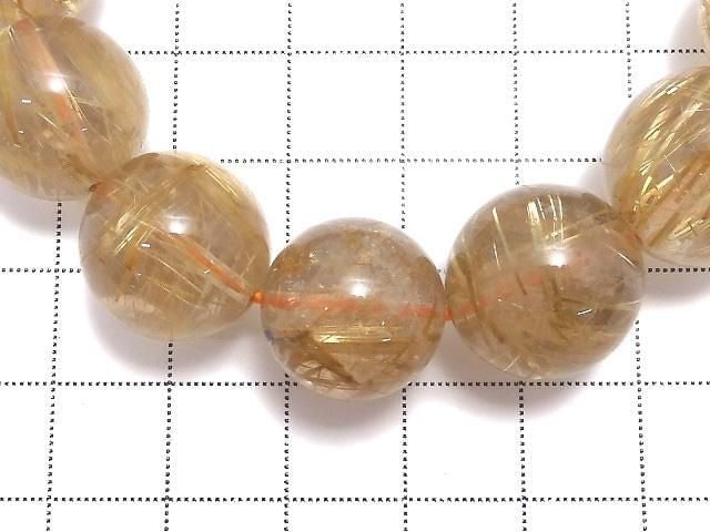 [Video][One of a kind] Rutilated Quartz AAA Round 15mm Bracelet NO.131