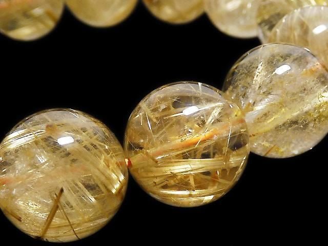 [Video][One of a kind] Rutilated Quartz AAA Round 16mm Bracelet NO.132