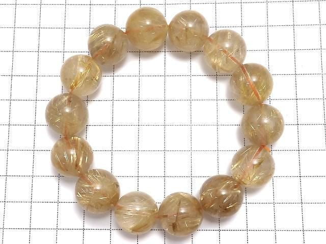 [Video][One of a kind] Rutilated Quartz AAA Round 16mm Bracelet NO.132