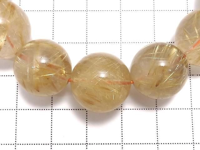 [Video][One of a kind] Rutilated Quartz AAA Round 16mm Bracelet NO.132