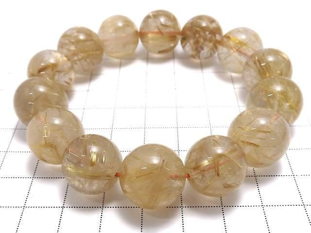 [Video][One of a kind] Rutilated Quartz AAA Round 16mm Bracelet NO.132