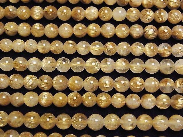 [Video] Golden Rutilated Quartz AA++ Round 7mm half or 1strand beads (aprx.15inch/38cm)