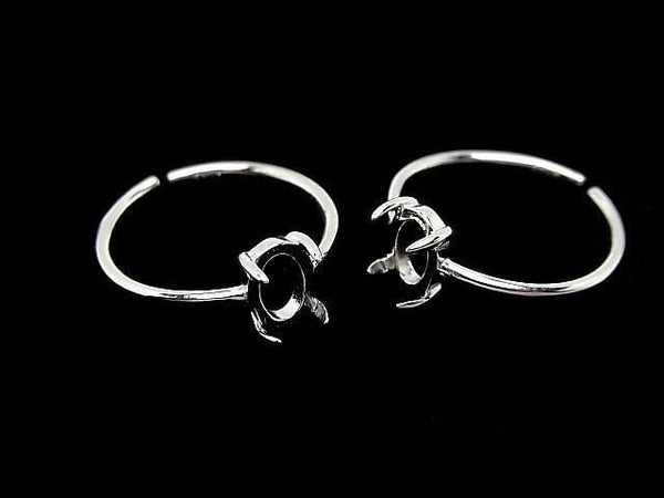 [Video] Silver925 Ring Frame (Prong Setting) Oval 7x5mm Rhodium Plated Free Size 1pc