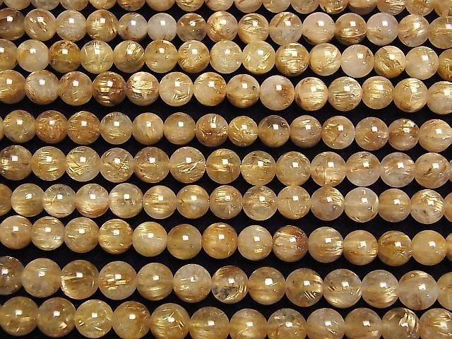 [Video] Golden Rutilated Quartz AA++ Round 8mm half or 1strand beads (aprx.15inch/38cm)