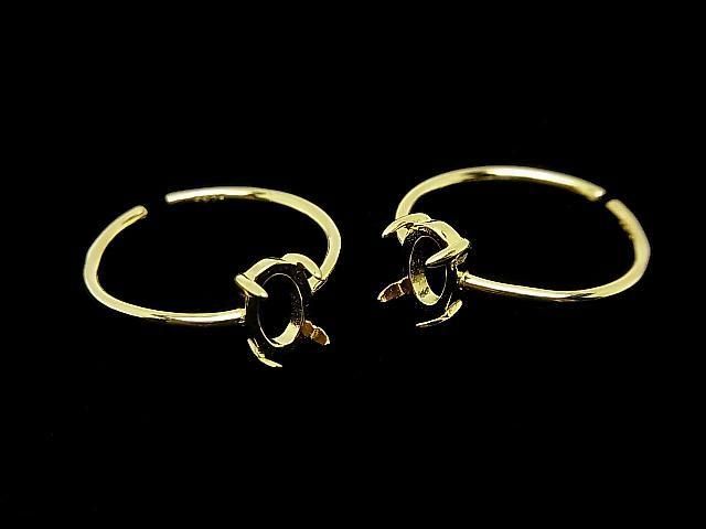 Monture de bague en Argent 925 (sertie par griffes) Ovale 7x5mm Plaqué Or 18K Taille Unique 1pc