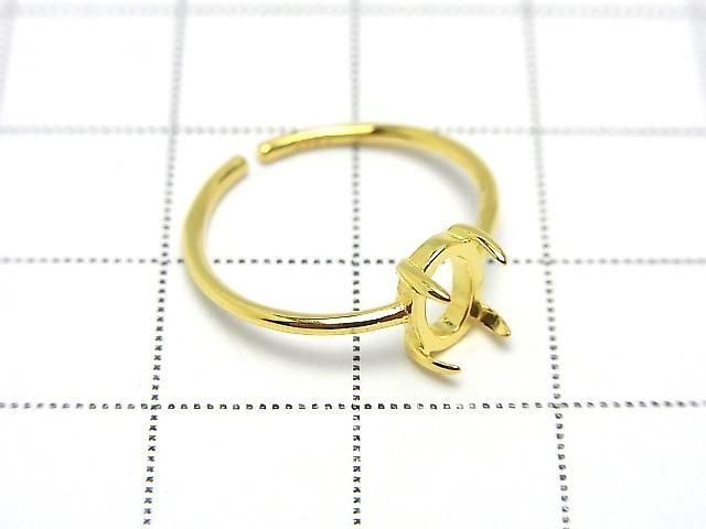 [Video] Silver925 Ring Frame (Prong Setting) Oval 7x5mm 18KGP Free Size 1pc