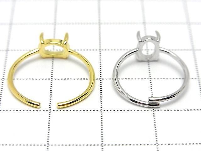[Video] Silver925 Ring Frame (Prong Setting) Oval 7x5mm 18KGP Free Size 1pc