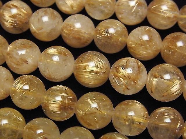 [Video] Golden Rutilated Quartz AA++ Round 9mm half or 1strand beads (aprx.15inch/38cm)