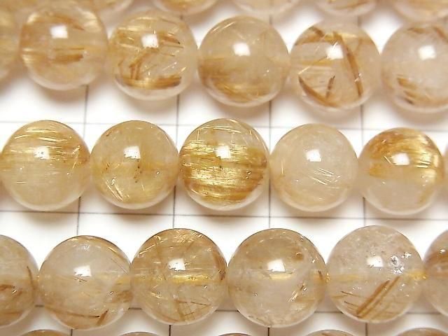[Video] Golden Rutilated Quartz AA++ Round 9mm half or 1strand beads (aprx.15inch/38cm)