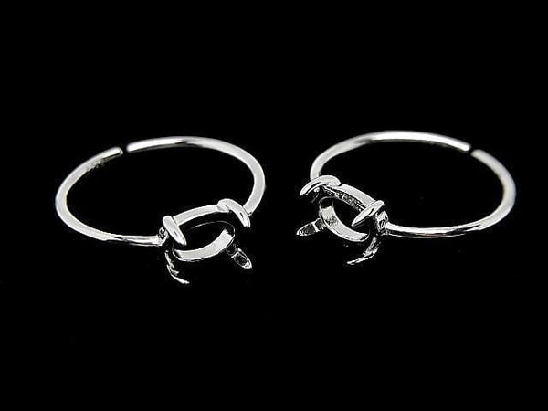 [Video] Silver925 Ring Frame (Prong Setting) Horizontal Oval 7x5mm Rhodium Plated Free Size 1pc