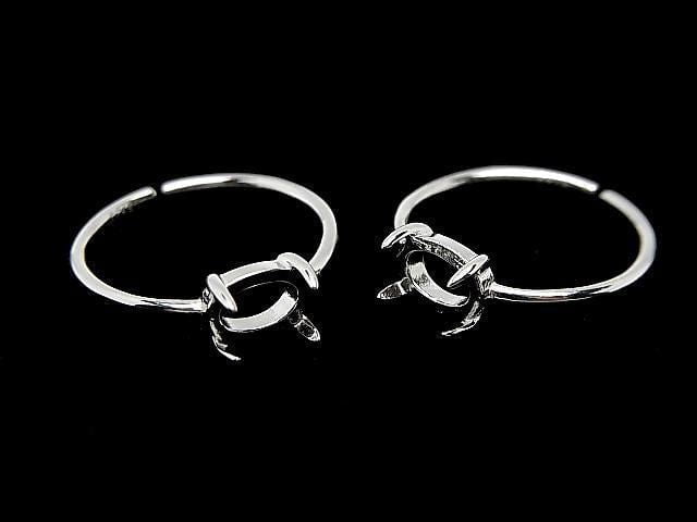 [Video] Silver925 Ring Frame (Prong Setting) Horizontal Oval 7x5mm Rhodium Plated Free Size 1pc