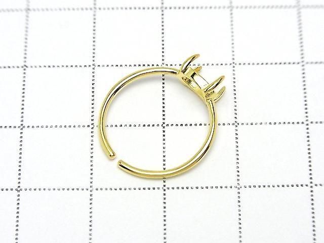 [Video] Silver 925 Ring Frame (Prong Setting) Horizontal Oval 7x5mm 18KGP Free Size 1pc