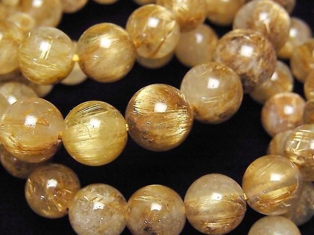 [Video] Golden Rutilated Quartz AA++ Round 8mm 9mm 10mm Bracelet