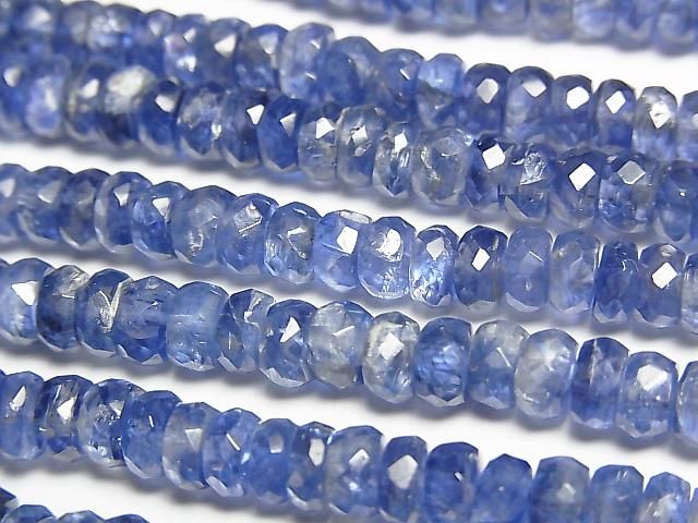 [Video]High Quality Kyanite AAA Faceted Button Rondelle half or 1strand beads (aprx.17inch/42cm)