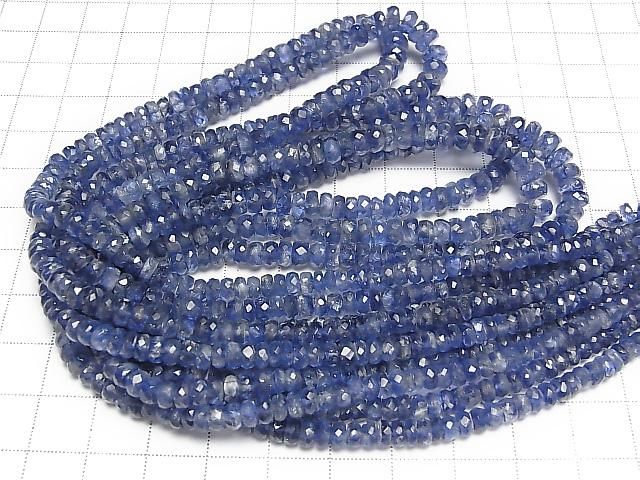 [Video]High Quality Kyanite AAA Faceted Button Rondelle half or 1strand beads (aprx.17inch/42cm)