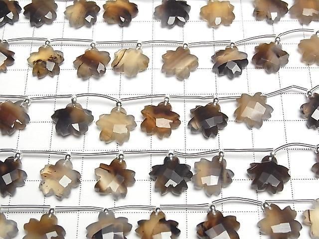[Video] Montana Moss Agate Flower Shape Half or 1strand (6pcs)