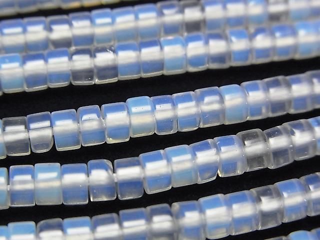 [Video] Synthetic Opal Rondelle (Heishi) 4x4x2.5mm White 1strand beads (aprx. 15 inches/38 cm)
