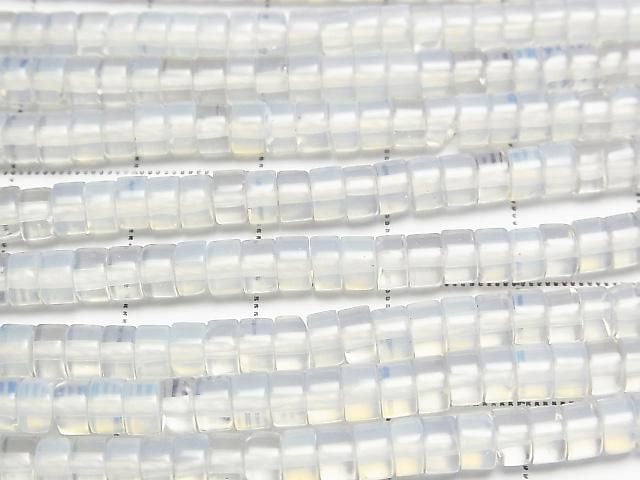 [Video] Synthetic Opal Rondelle (Heishi) 4x4x2.5mm White 1strand beads (aprx. 15 inches/38 cm)