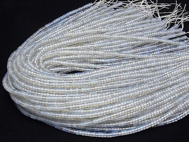 [Video] Synthetic Opal Rondelle (Heishi) 4x4x2.5mm White 1strand beads (aprx. 15 inches/38 cm)